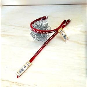 OmniPet Crystal & ❤️Red Leather 🐾Dog 🐾 collars SET of “2” Collars are 1/2”wide